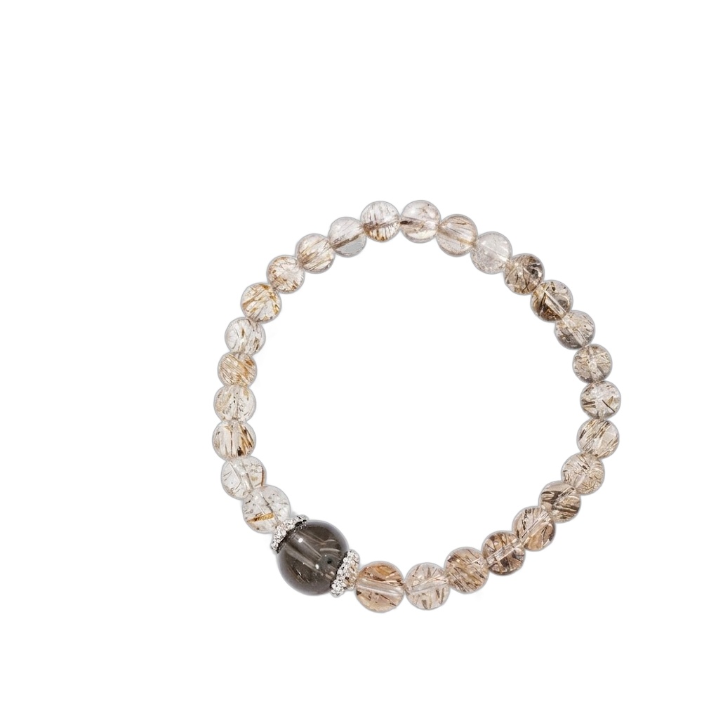 Natural Gold Rutilated Quartz Essential Oil Aromatherapy Bracelet